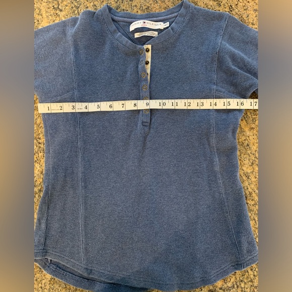 Vintage Tommy Hilfiger Blue Thermal Snap Long Sleeve Shirt Size Medium - Picture 4 of 9